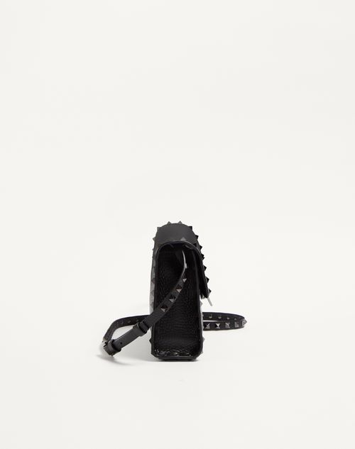 Valentino Garavani - Small Rockstud Grainy Calfskin Crossbody Bag - Black - Woman - Shoulder Bags